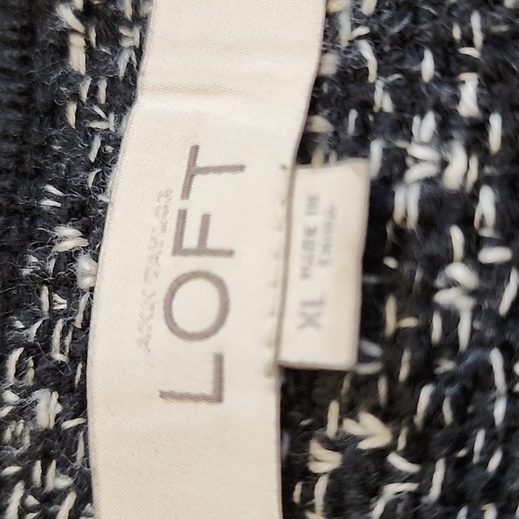 Loft Marled Black Tweed Knit Moto Jacket Sweater Embellished Spring Mobwife - Picture 13 of 15